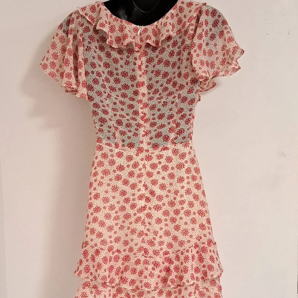 Princess Polly Women's White and Red Ruffled Mini Dress Misses Size 0 - Picture 10 of 11